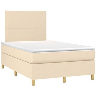 vidaXL Cama Box Spring Con Colch&oacute;n Tela Color Crema 120x190 Cm Vidaxl