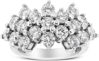 House of Brilliance 14K White Gold 4.0 Ctw Diamond Multi Row Scatter Band Ring at Nordstrom, Size 6