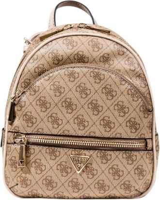 Guess Stijlvolle bedrukte rugzak met meerdere zakken - Dames - Rugzakken - Beige - ONE Size - Tassen