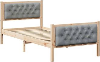 vidaXL Estructura De Cama Gris Claro 90 X 200 Cm Madera De Pino Macizo Vidaxl