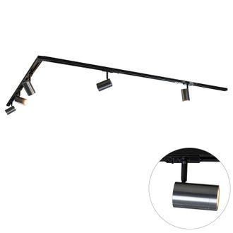 QAZQA Moderno Sistema De Iluminaci&oacute;n De Riel Moderno Con 5 Focos De Metal Color Bronce Oscuro Monof&aacute;sicos - Iconic Jeana Acero /pl&aacute;stico Adecuado Para Led M