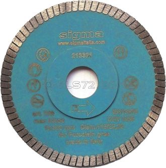 Sigma Disco De Diamante 75b Para Corte Seco Y 115mm Foro 22,2 Mm Espesor 1,3 Mm