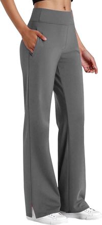 Generic Gym Yoga Trousers with Pockets Yoga Pants Women Fashion High Waist Wide Leg Sweatpants Baggy Plain Sports Lounge Trousers with Pockets Pants for Sprin