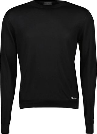 Prada Zijden Trui - Heren - Ronde hals truien - Zwart - L - Truien & Vesten