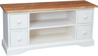 Biscottini International Mueble Porta Tv De Estilo Country De Madera Maciza Acabado Com Efecto Natural 129x40x60 Cm