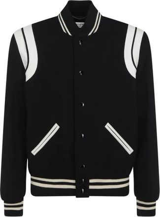 Saint Laurent Wollen College Jack - Heren - Bomber jackets - Zwart - M - Wol - Jassen