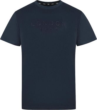 Aquascutum Mens Aquascutum London 1851 Tape Logo Navy Blue T-Shirt - Black - Size: 36