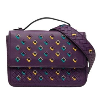 Bottega Veneta Pre-owned Vintage Schoudertas - Dames - Pre-owned - Paars - Maat: ONE Size Leer