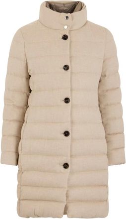 Moorer Aphelial Gewatteerde Jas - Dames - Dons jassen - Beige - S - Wol - Jassen