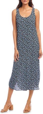 Karen Kane Floral Side Slit Midi Tank Dress in Print at Nordstrom, Size X-Small