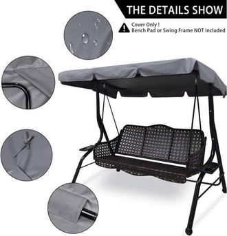 OEM Toldo De Repuesto Para Columpio De Jard&iacute;n De 3 Plazas - Impermeable - Protecci&oacute;n Uv - Gris