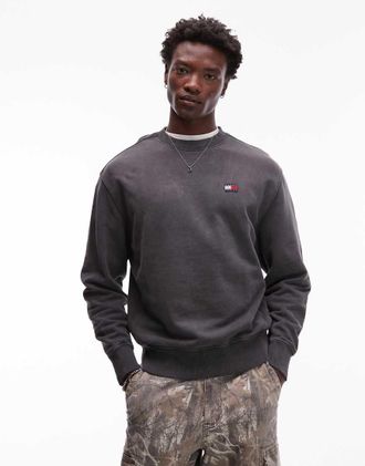 Tommy Jeans Felpa nero slavato con stemma