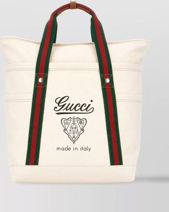 Gucci striped canvas tote bag
