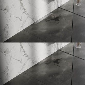 Marcel Breuer Douchegoot - 60x7.5cm - muurflens - tegelinlegrooster omkeerbaar - RVS - RVS - geborsteld RVS