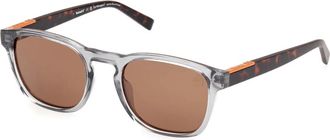 Timberland Ronde Gepolariseerde Zonnebril - Heren - Zonnebrillen - Grijs - 52 MM - Accessoires