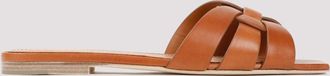 Saint Laurent Brown Leather Tribute Sandals