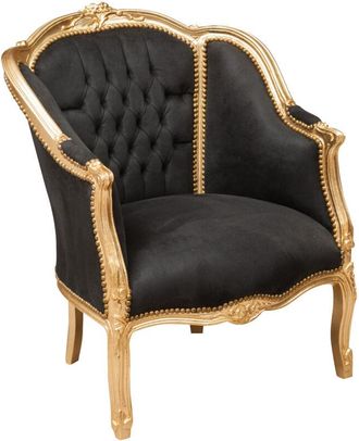 Biscottini International Biscottini - Baroque entrance armchair 80x94x82 cm Upholstered living room armchair Chairs with armrests French style Velvet bedroom armchair