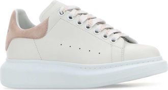 Alexander McQueen Womens White Leather Sneakers With Powder Pink Suede Heel Whitepatchouli Snea Method Calf-Daim Calf/daim