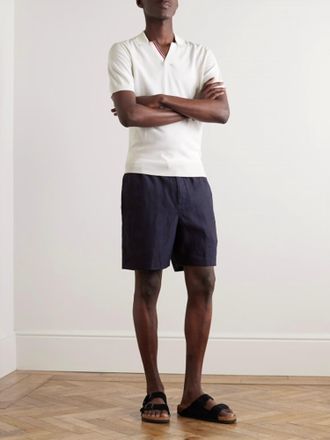 Orlebar Brown Horton Stripe Cotton Polo Shirt - Plus In White Sand