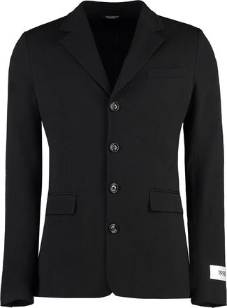 Dolce & Gabbana Mens Cotton Blend Single-breast Jacket - Black - Size EU 48 (Mens)