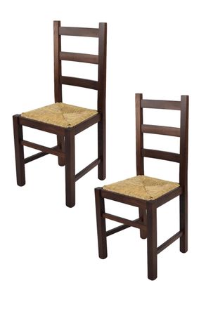 Tommychairs Tommychairs 2 Sillas Rustica En Haya Nogal Oscuro Y Asiento De Paja