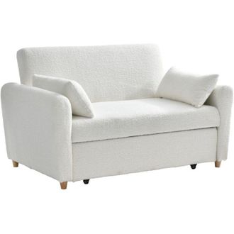 Vente-Unique Divano letto 2 posti in Tessuto bouclette Bianco - AYLA