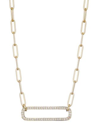 Adornia Adornia 14K Plated Cz Rounded Rectangle Pendant Necklace