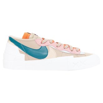 Nike SACAI KAWS Blazer Low Reed pink green tick patchwork sneakers EU36.5