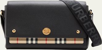 Burberry Note Medium Leather & Vintage Check Crossbody Bag