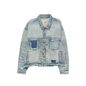 Diet Starts Monday Distressed Patchwork Denim Jacket