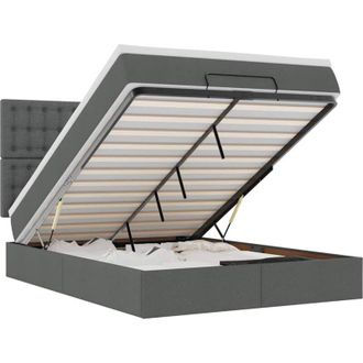 vidaXL Vidaxl - Estructura Cama Otomana Colch&oacute;n Tela Gris Oscuro 140x190cm