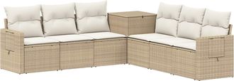 vidaXL Juego De Sof&aacute; 7 Uds. Beige Y Blanco Crema Vidaxl