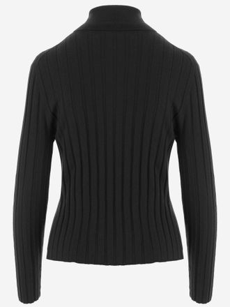 Allude Ribbed Wool Sweater - Black