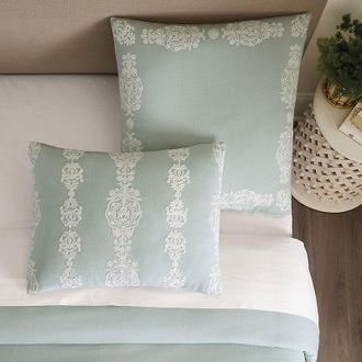 Ballard Designs Elsbeth Crewel Embroidered Sham - Natural Standard - Ballard Designs