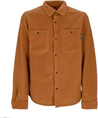 Timberland Jassen, Heren, Bruin, M, Polyester, Gewatteerd Fleece Overshirt met Arganolie
