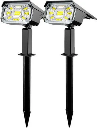 OEM Set Di 2 Luci Solari Da Esterno, Faretti Solari Da Esterno Con 3 Modalit&agrave; Per Giardino, Funzione 2 In 1 E Impermeabili Ip65, Luce Solare Super Luminos