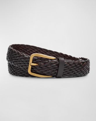 Brunello Cucinelli Mens Braided Leather Belt