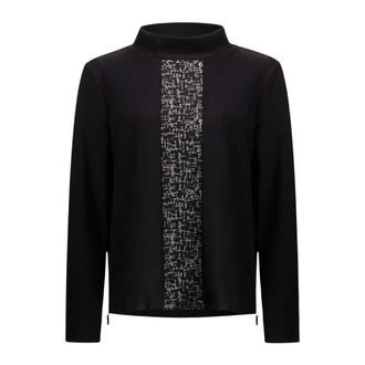 Joseph Ribkoff Boxy top van jacquard en scuba-jersey - Dames - Tops - Zwart - Maat: 3XL Jersey
