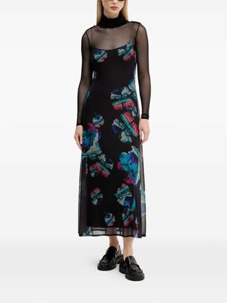 Desigual floral print midi dress - Black