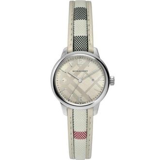 Burberry Het Klassieke Ronde Horloge - Dames - Horloges - Grijs - ONE Size - Leer - Accessoires