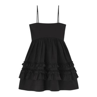 Ganni Short Dresses, female, Black, Size: S Stretch Mini Strap Dress