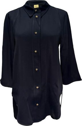 Khaite Button-Down Shirt in Navy Blue Acetate