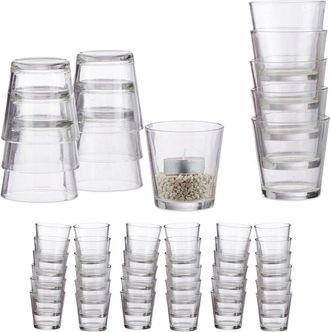 Relaxdays Relaxdays - Pack De 36 Vasos Vela, Para Velas De T&eacute; O Postres, Set Portavelas, Decorativo, Cristal, 7,5 Cm &Oslash;, Transparente