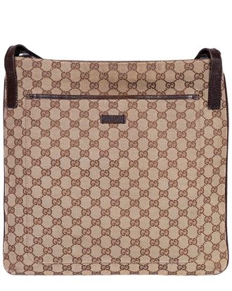 Gucci Beige & Brown Monogrammed Canvas Messenger (Authentic Pre-Loved)