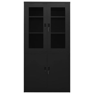 Berkfield Home Office Cabinet Black 90x40x180 cm Steel | Size: 90 x 40 x 180 cm