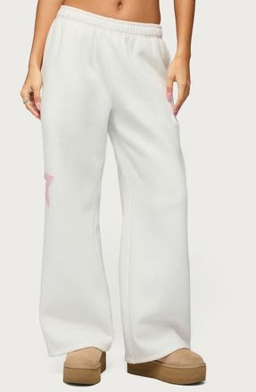 Edikted Starly Straight Leg Sweatpants in White at Nordstrom, Size X-Small