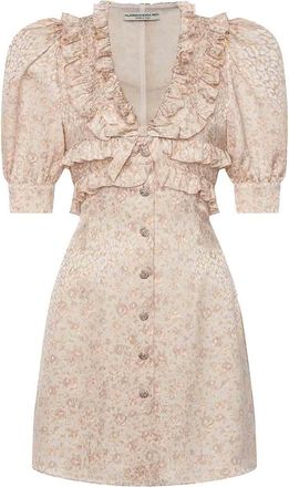 Alessandra Rich Printed Silk Jacquard Mini Dress