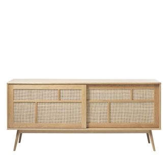 DRAWER Aparador de 2 puertas de madera y trenzado l180cm - madera clara