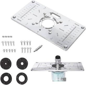 Trade Shop Trade Shop - Piano Di Fresatura Router Piastra Per Fresatrice Verticale Con 4 Anelli Viti