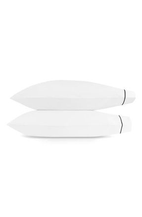 Matouk Bergamo Set of 2 500 Thread Count Cotton Percale Pillowcases in Black at Nordstrom, Size Standard
